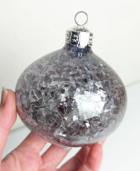 Large Silver Glass Teardrop Christmas Ornaments