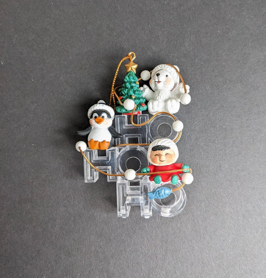 Vintage HO HO HO Christmas Ornament