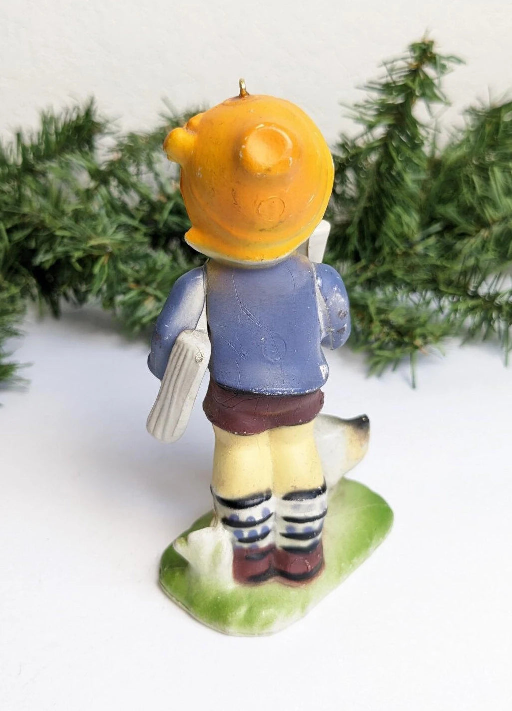 Newspaper Boy with Goose Christmas Ornament