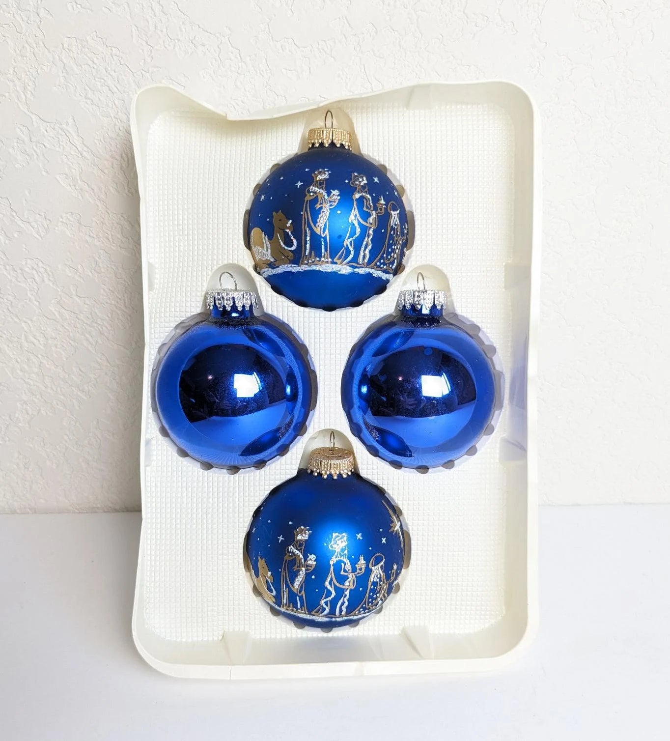 Vintage Krebs Blue Nativity Ornaments