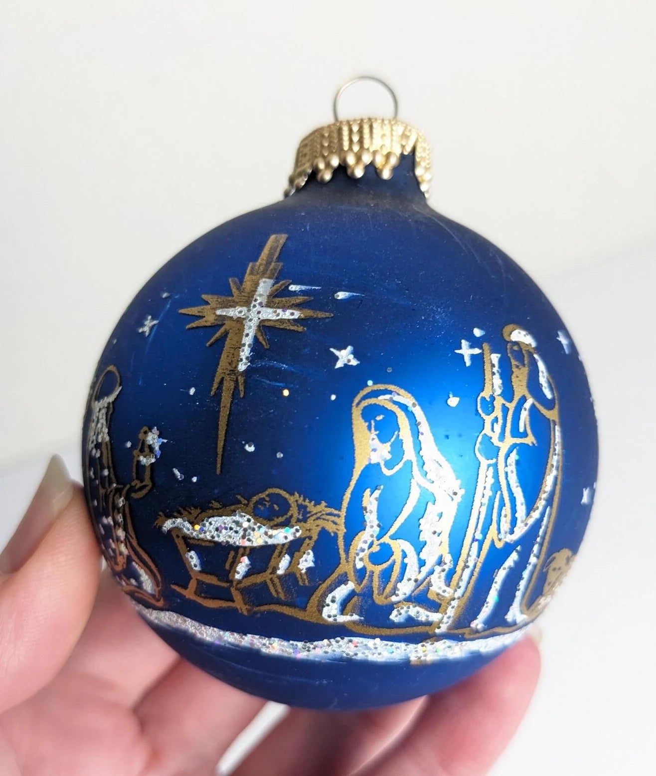 Vintage Krebs Blue Nativity Ornaments