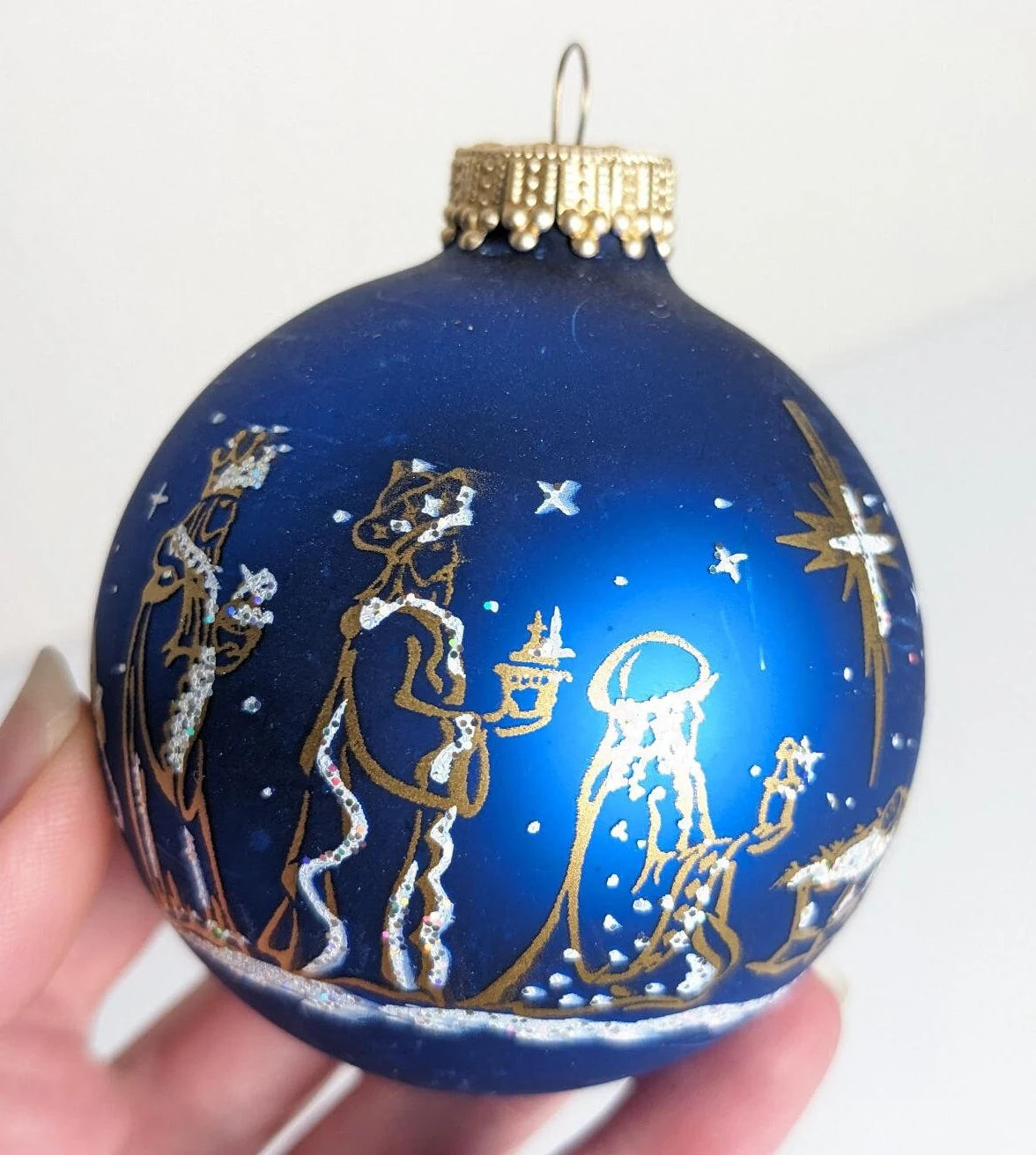 Vintage Krebs Blue Nativity Ornaments