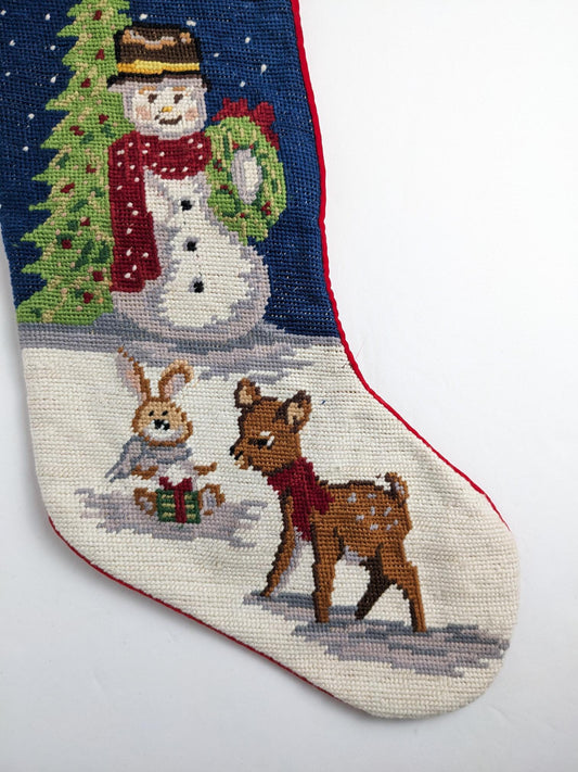 Vintage Snowman Needlepoint Stocking