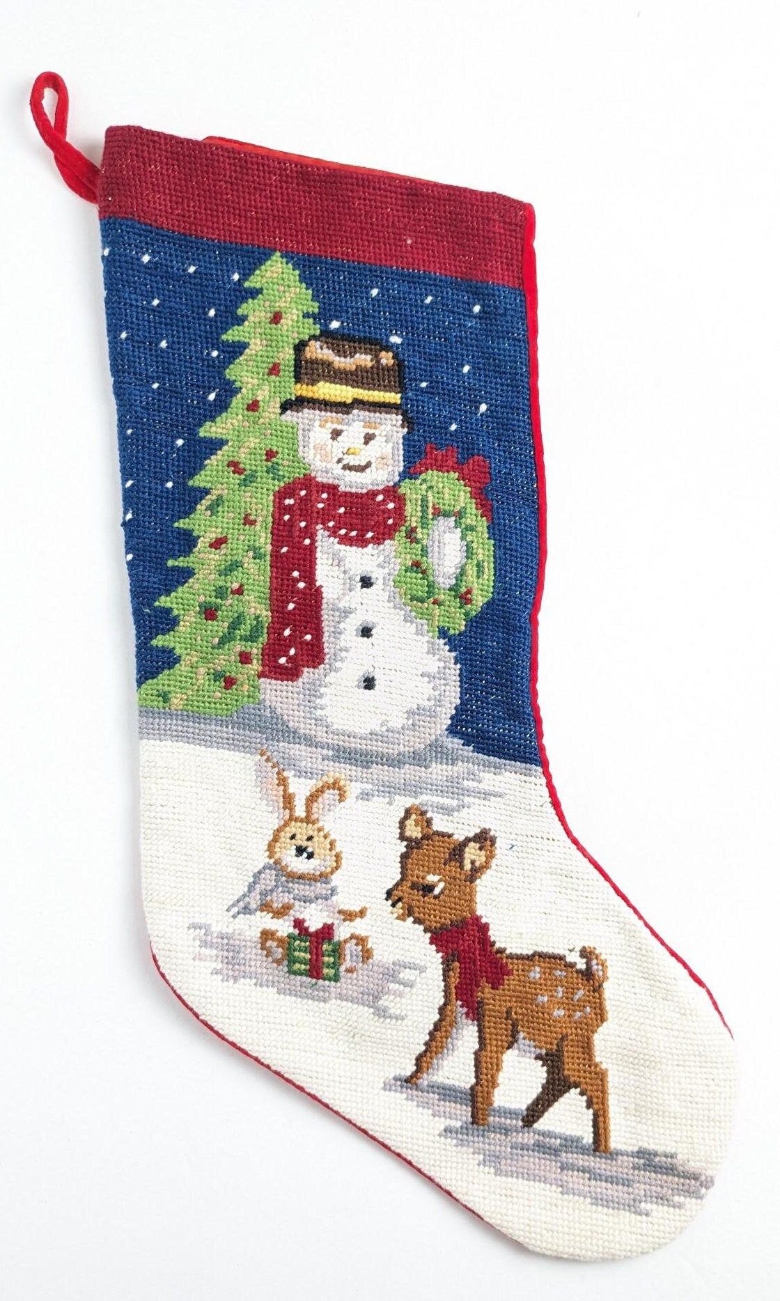 Vintage Snowman Needlepoint Stocking