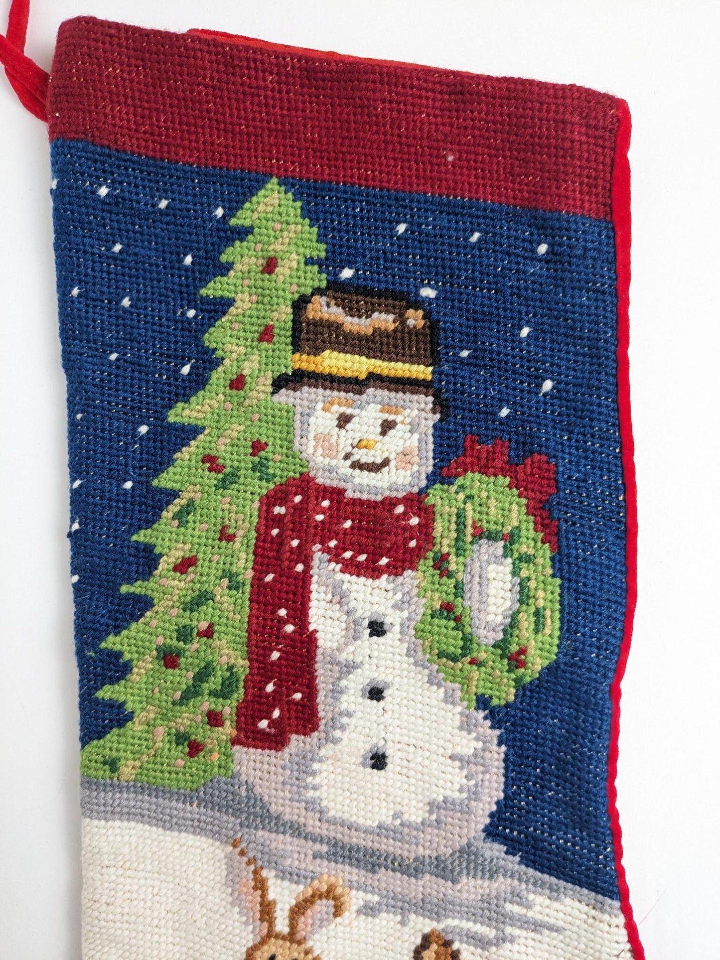 Vintage Snowman Needlepoint Stocking