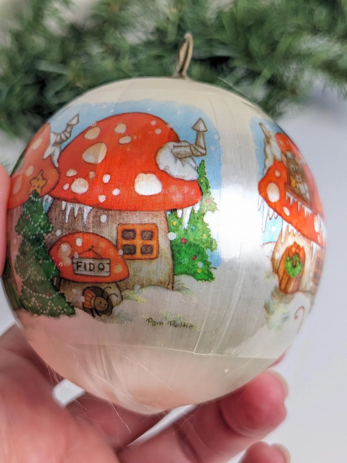 Vintage 1981 Joy to the World Satin Christmas Ornament