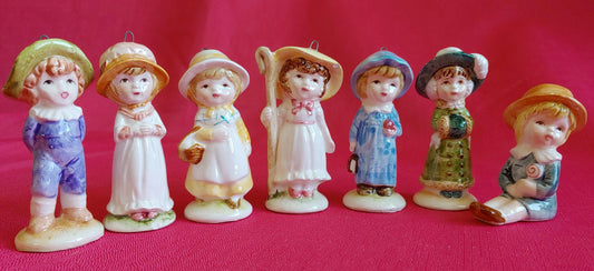 Vintage 1979 A Company of Friends Porcelain Children Christmas Ornaments