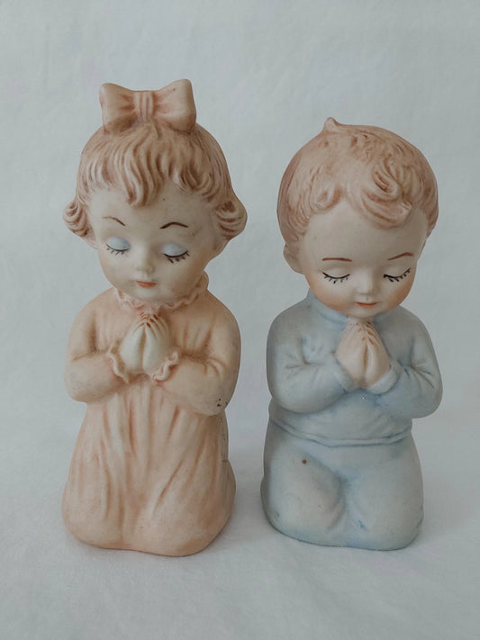 Vintage Kneeling Boy & Girl Praying Figurines