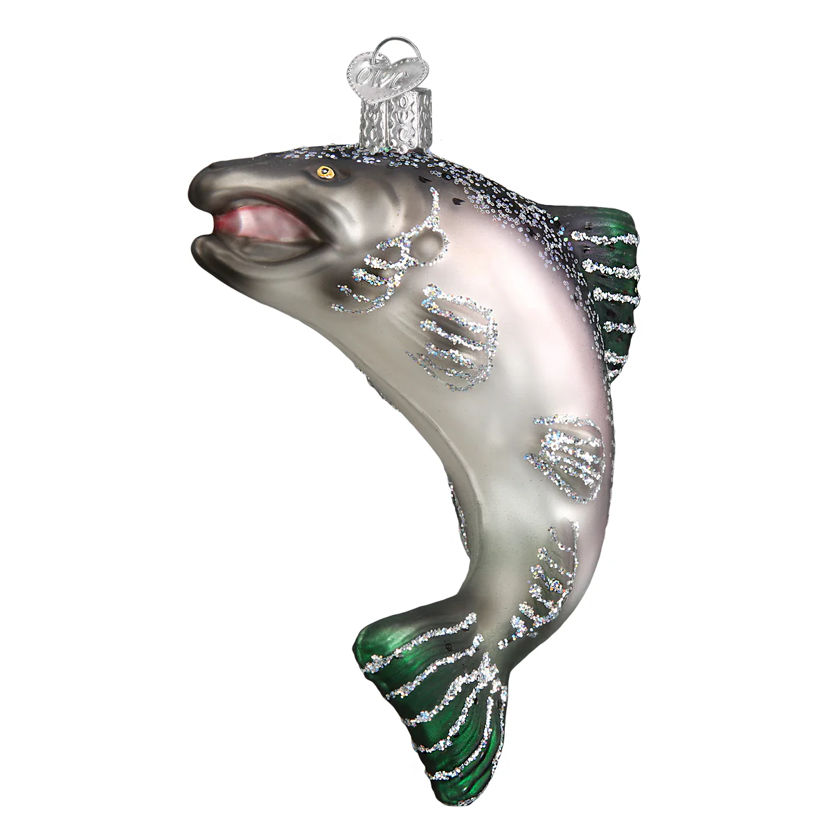 King Salmon Fish Blown Glass Tree Ornament for Fishing Enthusiasts by Old World Christmas
