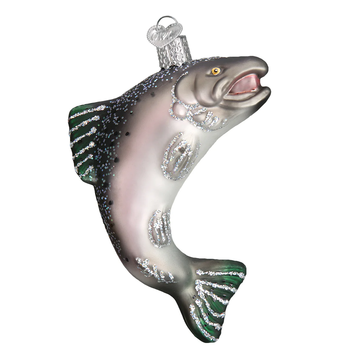 King Salmon Fish Blown Glass Tree Ornament for Fishing Enthusiasts by Old World Christmas