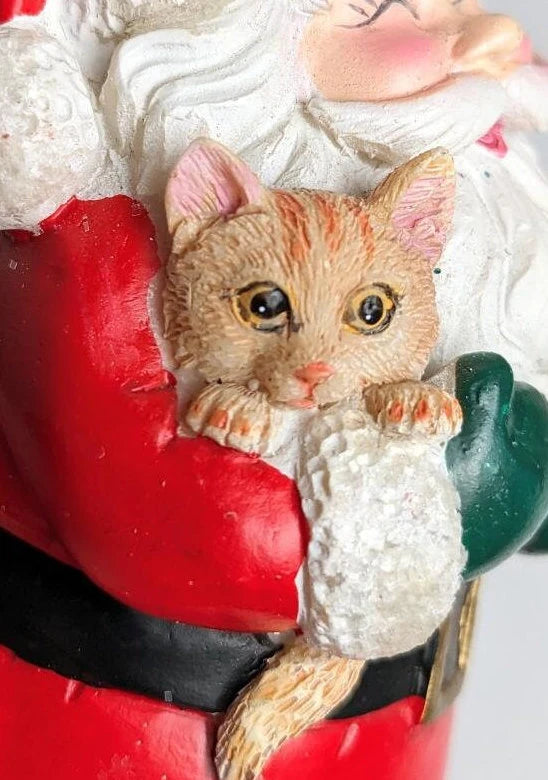 Vintage Santa Claus and Kitty Cat Figurine