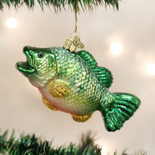 Large Mouth Bass Fish Blown Glass Hanging Tree Ornament by Old World Christmas
