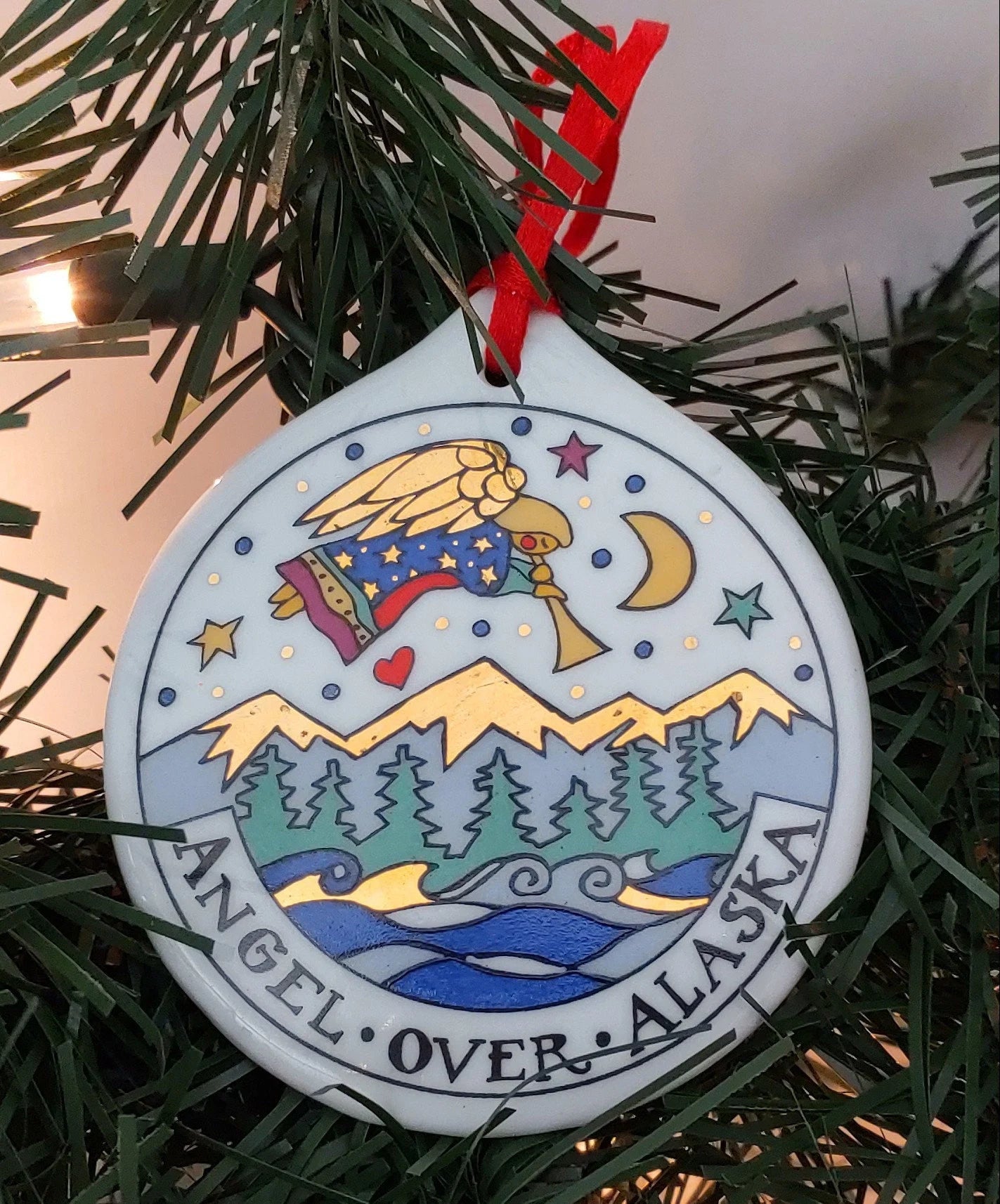 Angel Over Alaska Christmas Ornament