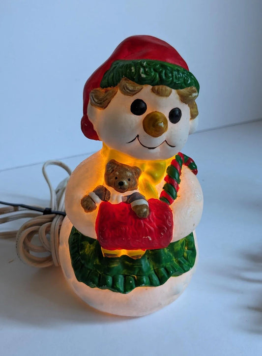 Vintage Ceramic Light Up Snowman