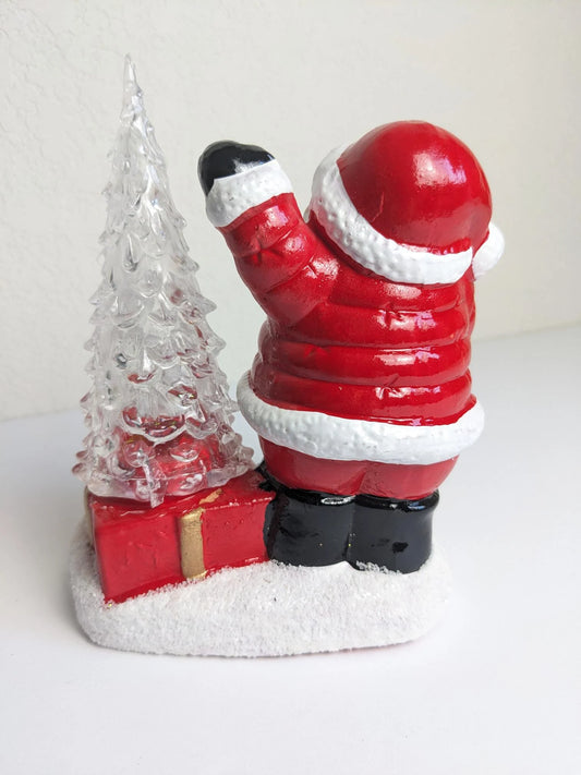 Vintage Santa Claus with LED Light Up Christmas Tree