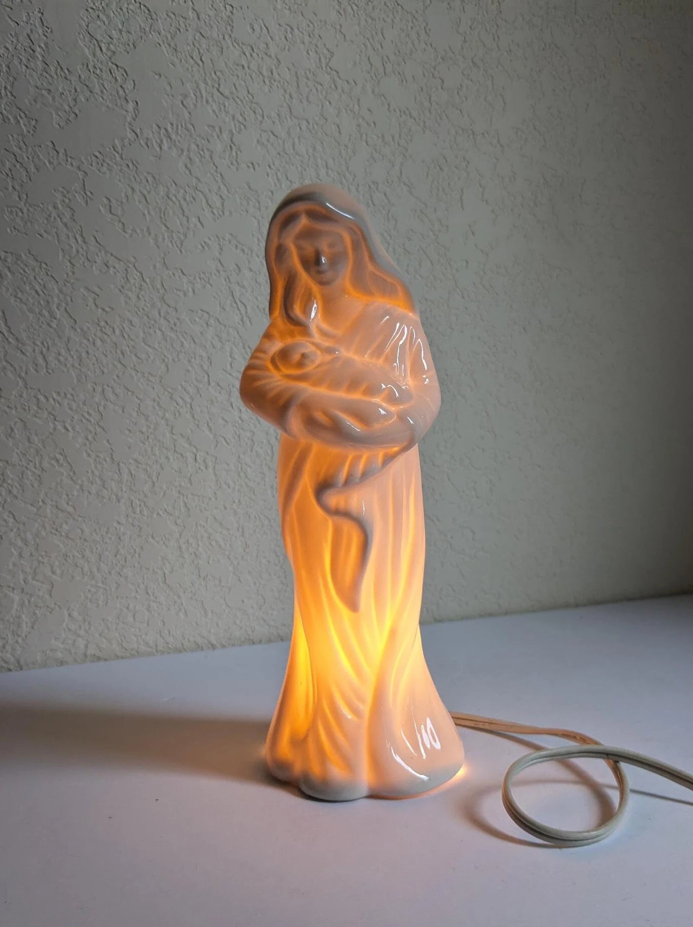 Mother Mary and Baby Jesus Light Up Figurine