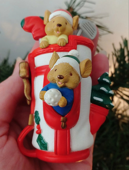 Mice in Golf Club Bag Christmas Ornament