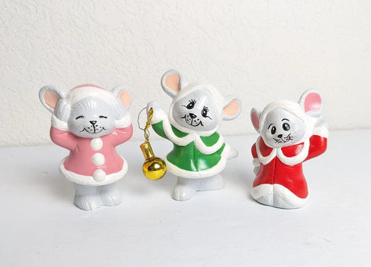 Vintage Hand Painted Mouse Ceramic Figurines