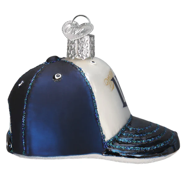 Miller Lite Beer Blue Baseball Cap - Blown Glass Tree Ornament by Old World Christmas