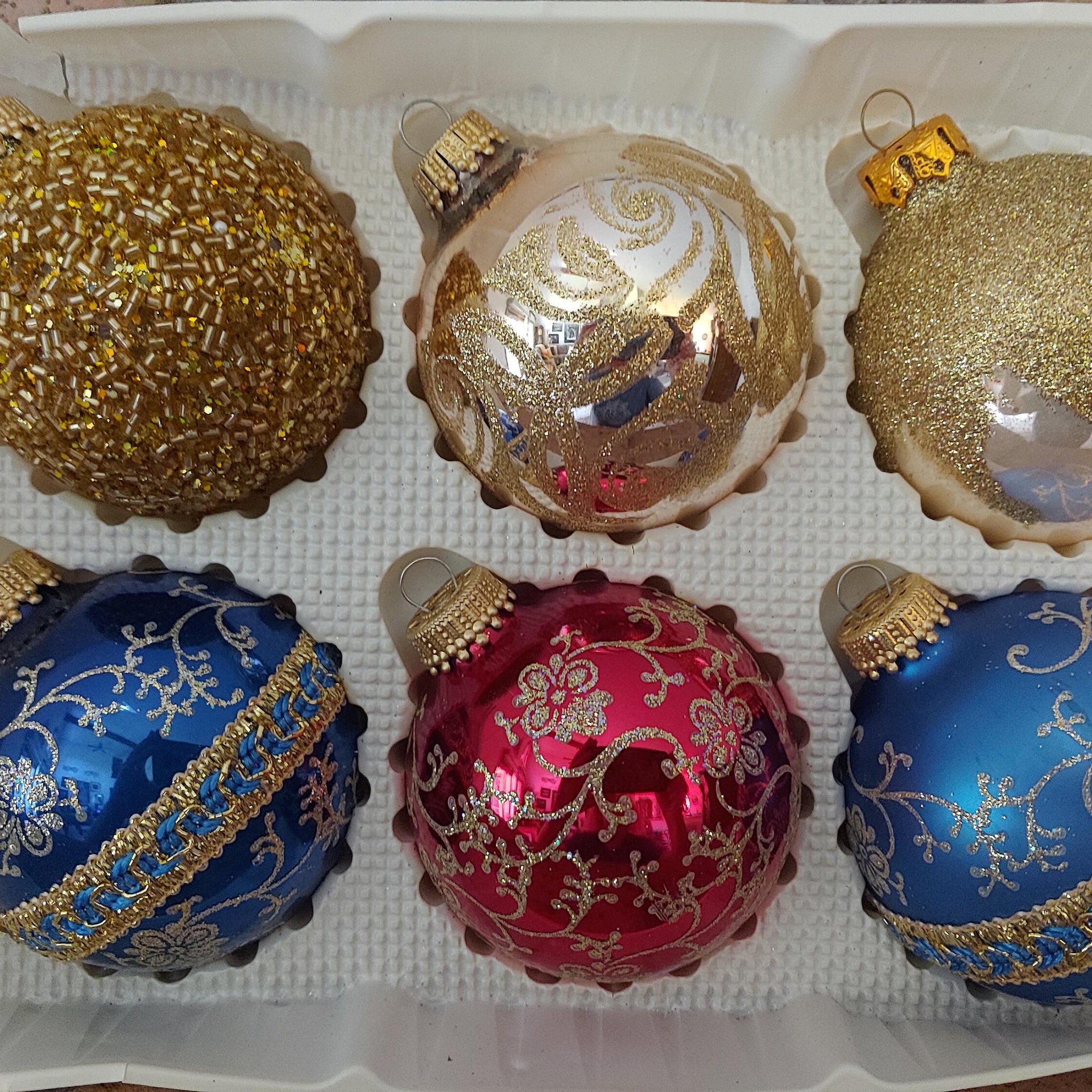 Vintage Krebs Beaded and Glittered Christmas Ornaments