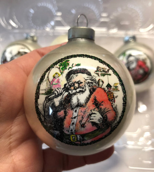 Vintage Santa Assortment Glass MCM Ornaments