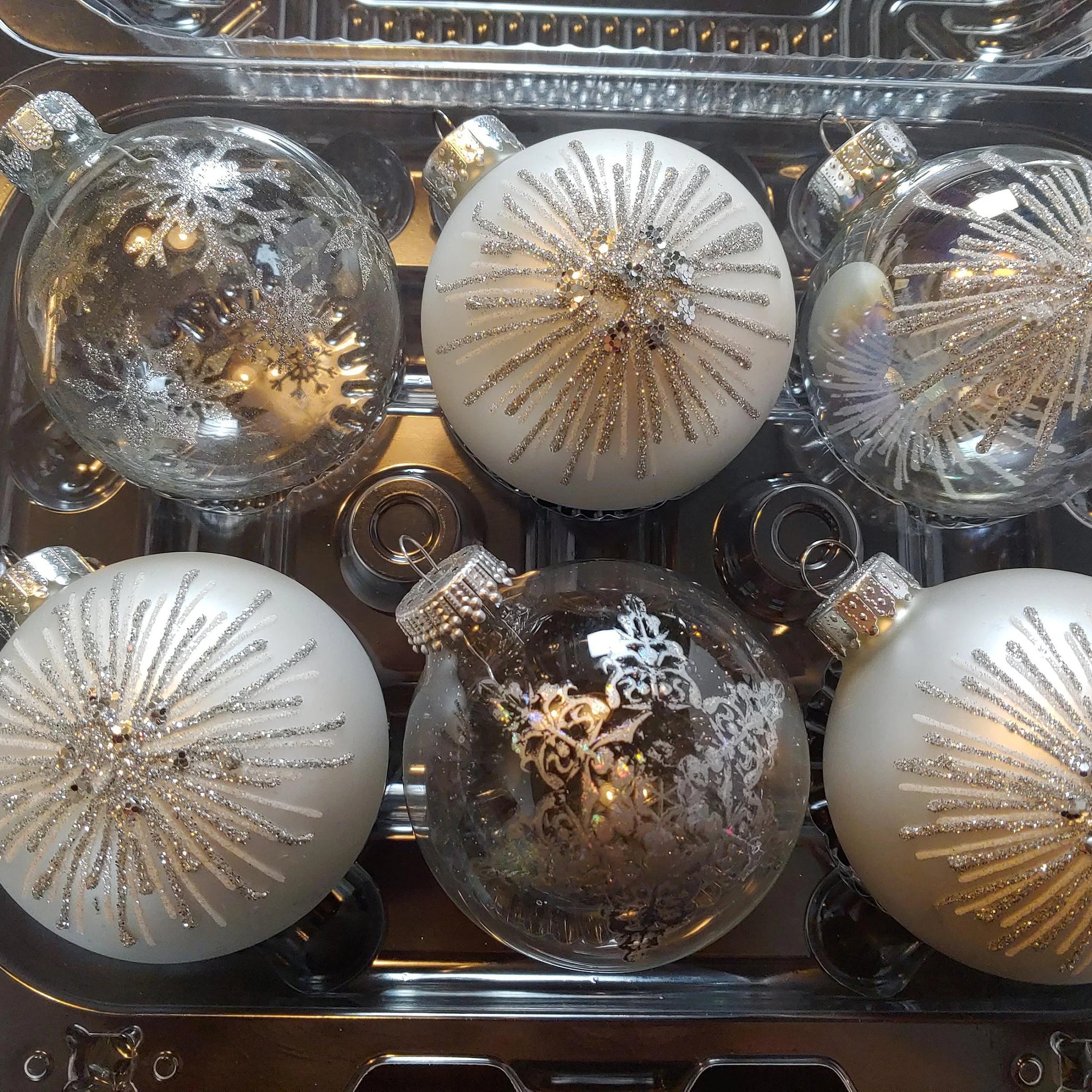 Vintage Snowflake Glass Ball Christmas Ornaments