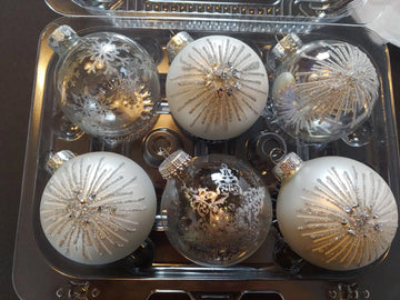 Vintage Snowflake Glass Ball Christmas Ornaments
