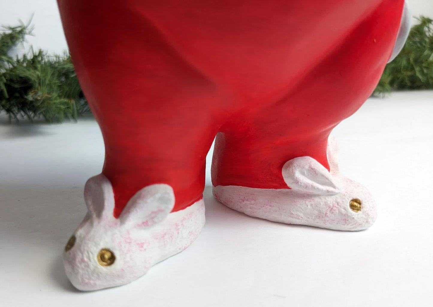 Vintage Hand Painted Ceramic Mouse with Bunny Slipper