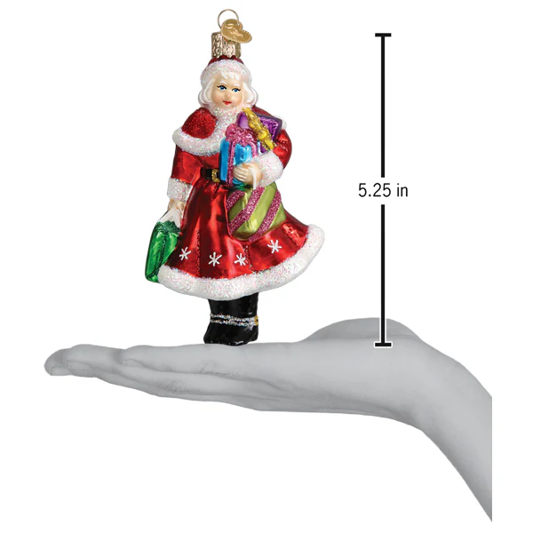 Mrs. Santa Claus Goes Shopping Blown Glass Tree Ornament by Old World Christmas