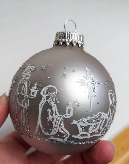 Vintage Silver Nativity Christmas Ornaments