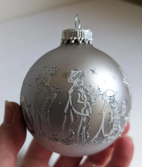 Vintage Silver Nativity Christmas Ornaments