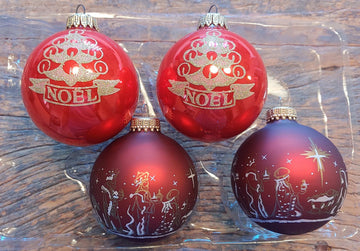 Christmas by Krebs Vintage Red Noel and Nativity Christmas Ornaments