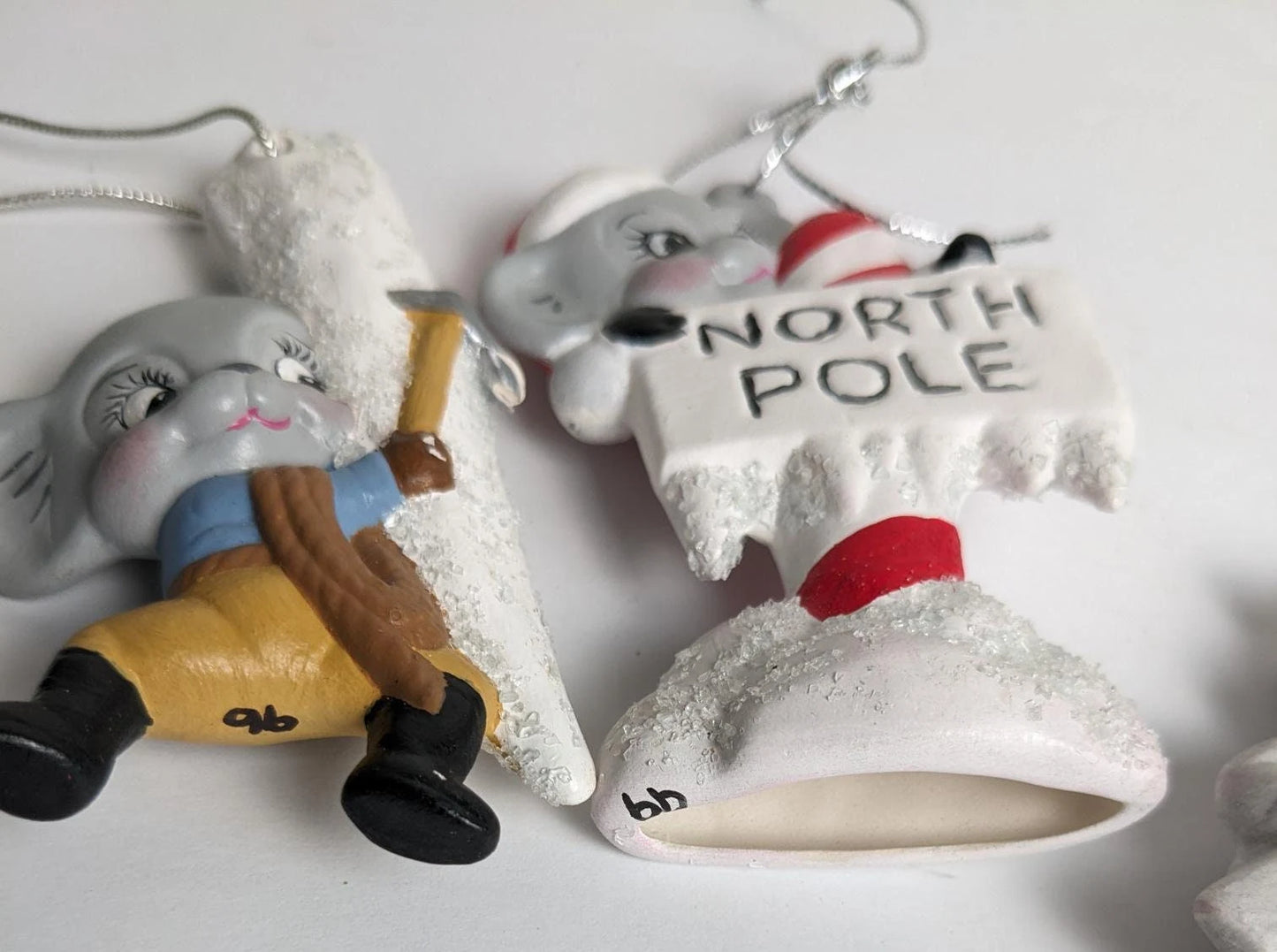 Vintage Hand Painted Mouse Ceramic Ornaments