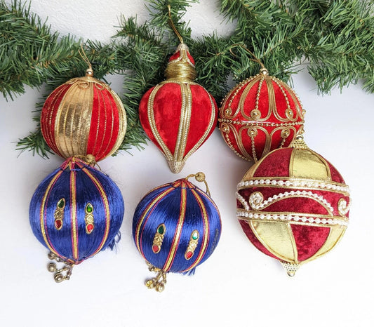 Victorian Velour and Satin Ornament Set