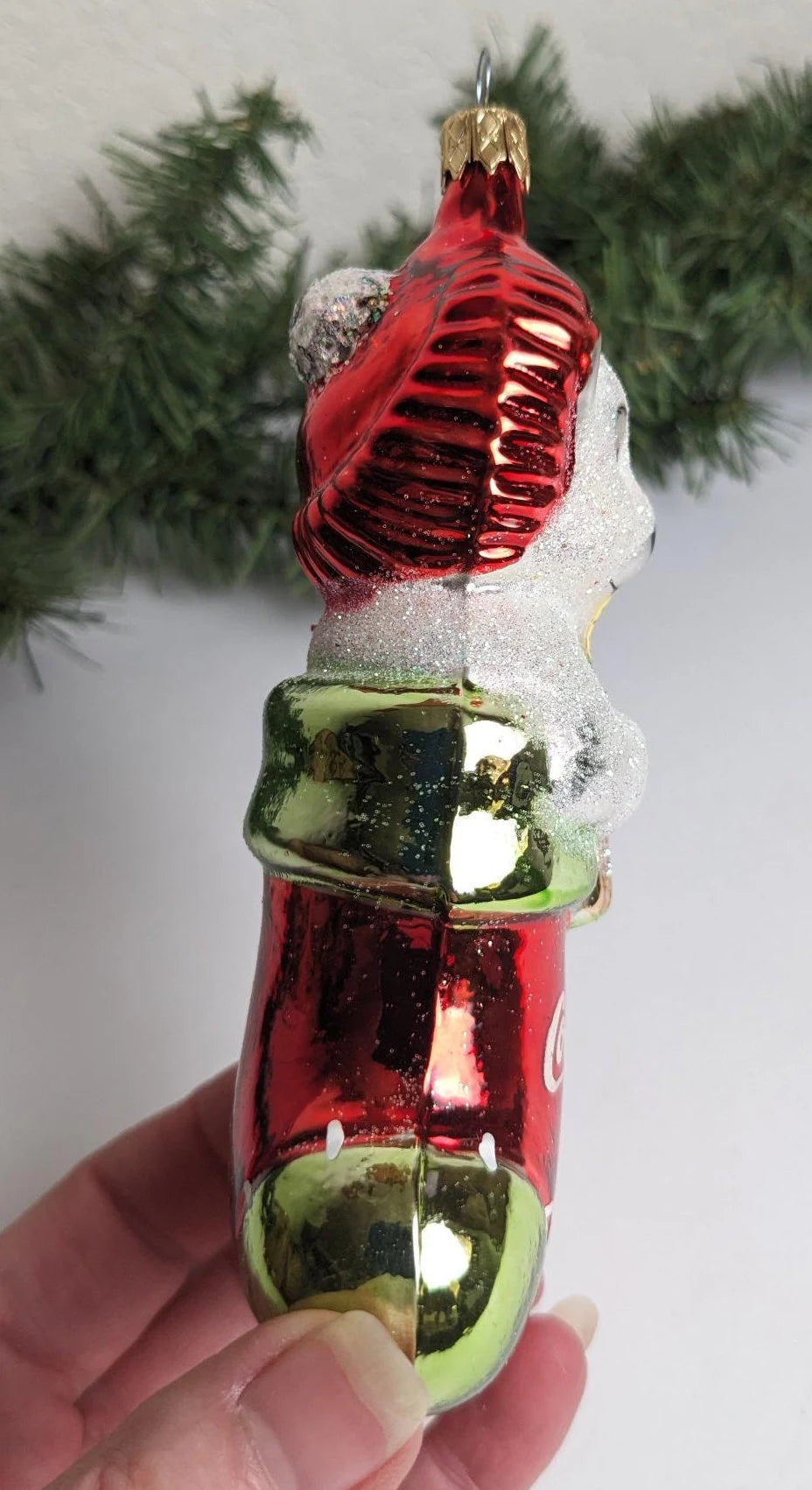 Vintage 1998 Blown Glass Coca Cola Polar Bear Ornament