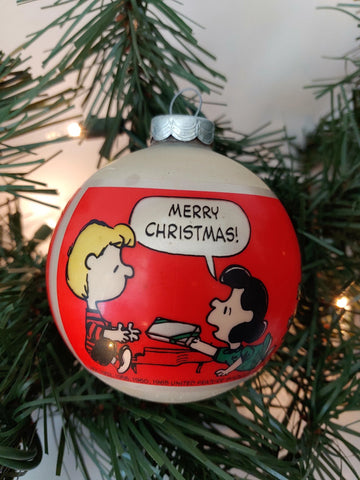 Hallmark 1977 Peanuts Gang Glass Ball Christmas Ornament