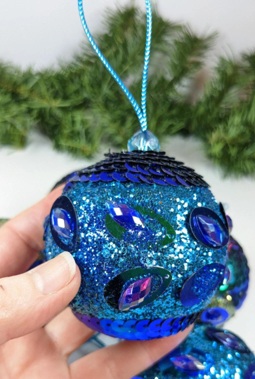 Vintage Peacock Blue Ornaments