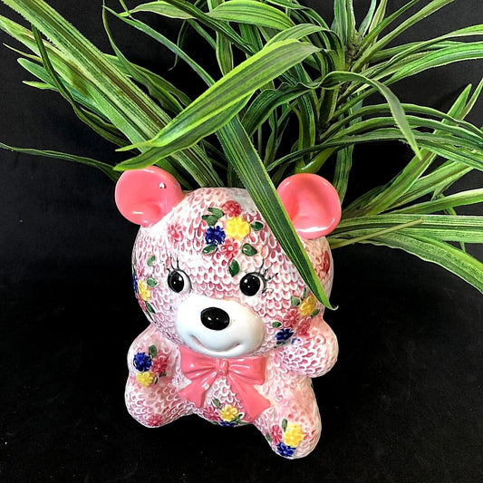 Pink Napcoware Teddy Bear Planter
