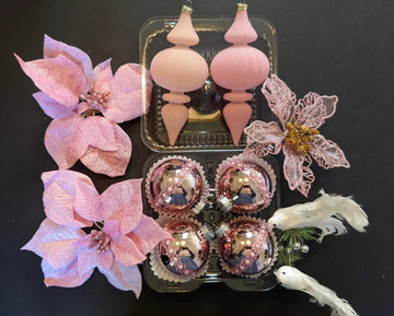 Pink Poinsettia Clip Christmas Ornaments