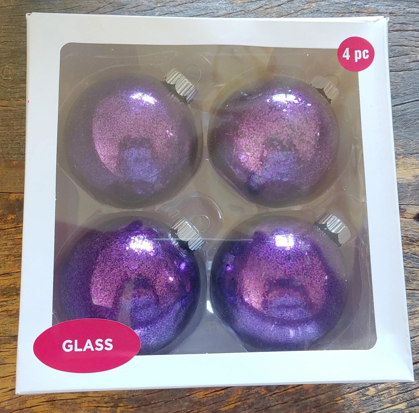 Purple Glitter Glass Ball Christmas Ornaments