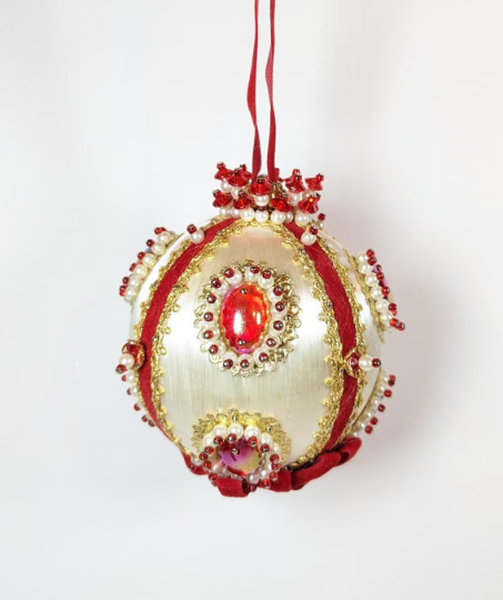 Vintage Beaded Pushpin Christmas Ornament