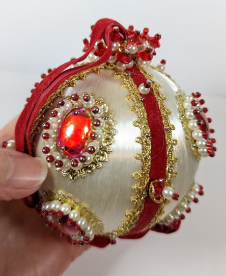 Vintage Beaded Pushpin Christmas Ornament