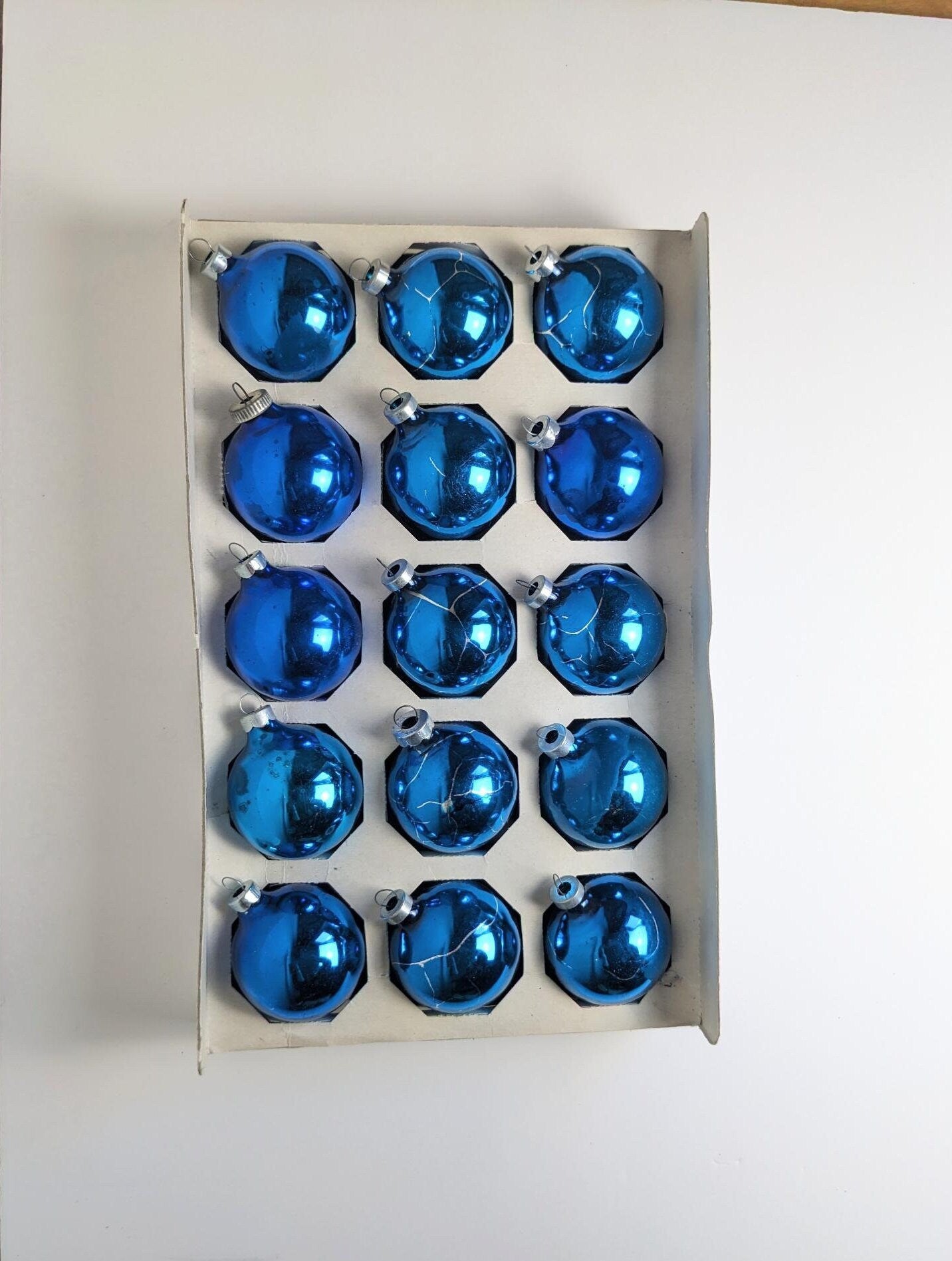 Vintage Pyramid Blue Christmas Ornaments