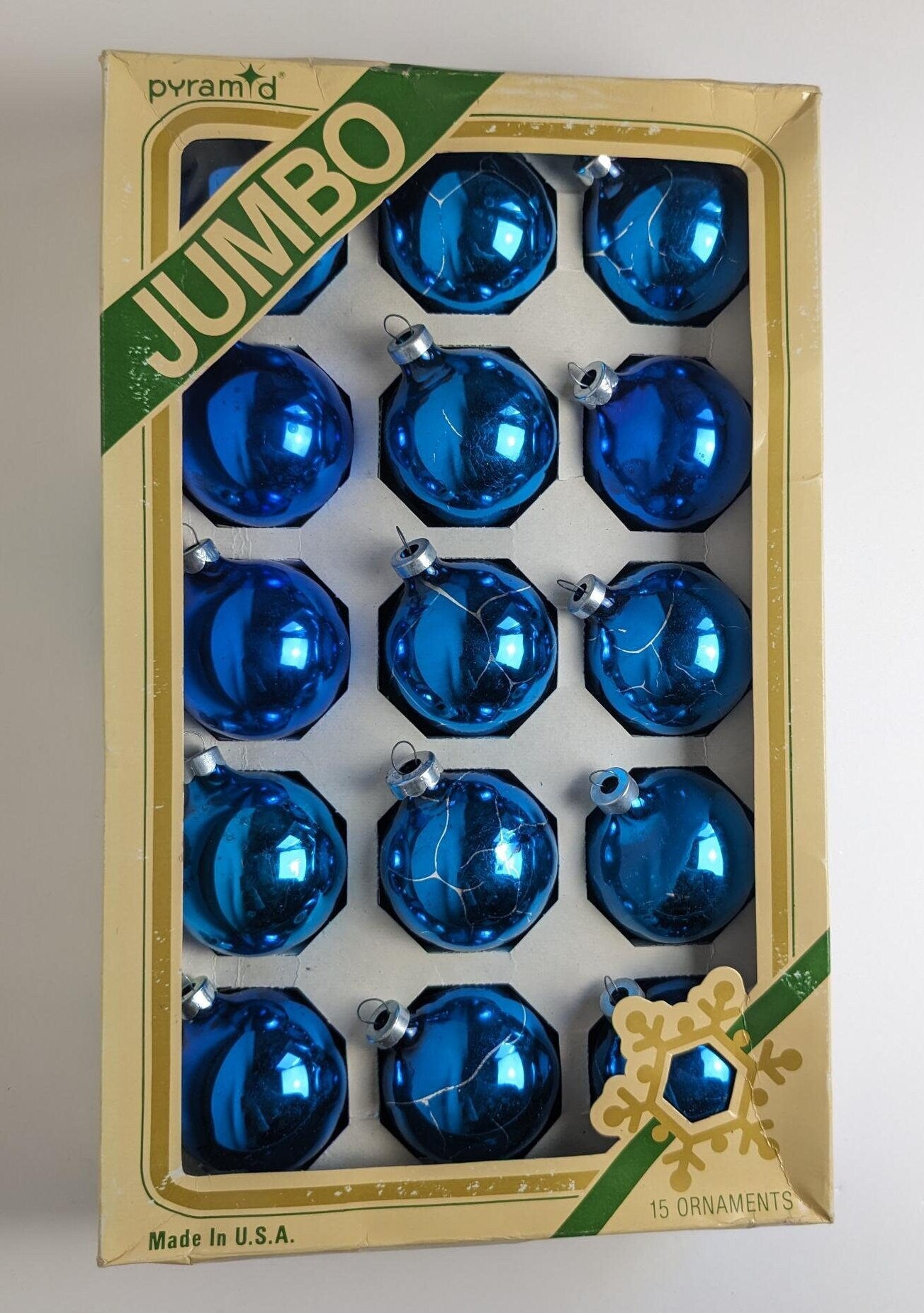 Vintage Pyramid Blue Christmas Ornaments