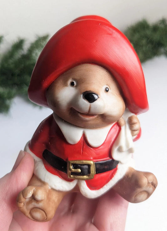 Homco Holiday Bear & Raccoon Christmas Figurines