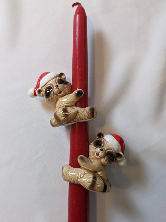 Woodland Creature Raccoon Christmas Candle Huggers