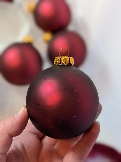 Vintage Red, Maroon, and Gold Christmas Ornaments