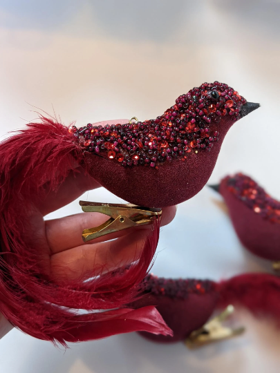 Vintage Red, Maroon, and Gold Christmas Ornaments