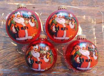 Christmas by Krebs Vintage Red Santa Christmas Ornaments