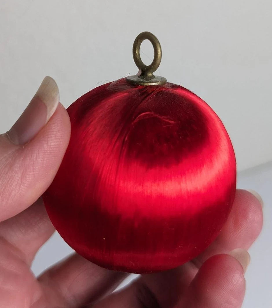 Vintage Red Satin Christmas Ornaments
